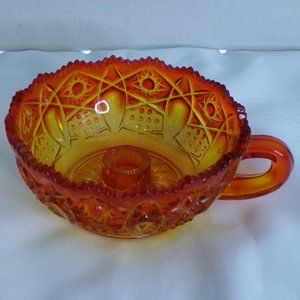 Vintage 1960's L.E. Smith Glass Amberina Nappy Candleholder Bowl 3670